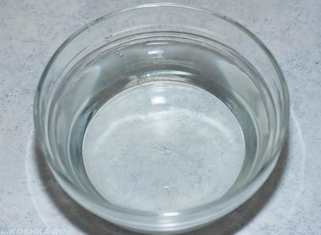 Прозрачная миска с чистой водой